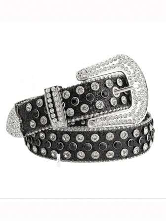 Ein einfacher Strass-Gürtel für Herren und Damen, eingebettet mit Kristall-Strass, leuchtend Punk Hip-Hop PU Gürtel, Jeans Kleid Gürtel