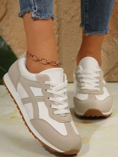 Sapatos baixos femininos, tênis de corrida, calçados casuais respiráveis e versáteis, calçados casuais femininos da moda para atividades ao ar livre, calçados femininos, calçados esportivos para atividades ao ar livre com bico redondo e cano baixo, calçados esportivos da moda