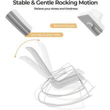 2PCS Garden Rocking Chairs, Ergonomic Outdoor Fabric Rocking Armchairs Lounge Chairs With High Backrest, Metal Frame Patio Rocking Seat Porch Rocker For Backyard, Balcony, Deck - Grey - View 5