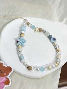 1件夏季贝壳星空手机挂绳新款手机壳装饰链手工串珠防摔腕带创意个性吊坠INS风 - 粉色 - 查看 3