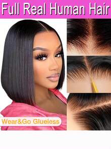 13x4 7x5 Glueless Lace Front Wig Human Hair Lace Frontal Bob Wigs 200% Density Human Hair Pre Plucked Wigs For Women Bob Pre Cut Lace Front Wigs Human Hair Natural Color Wig - Màu sắc tự nhiên - Xem 1