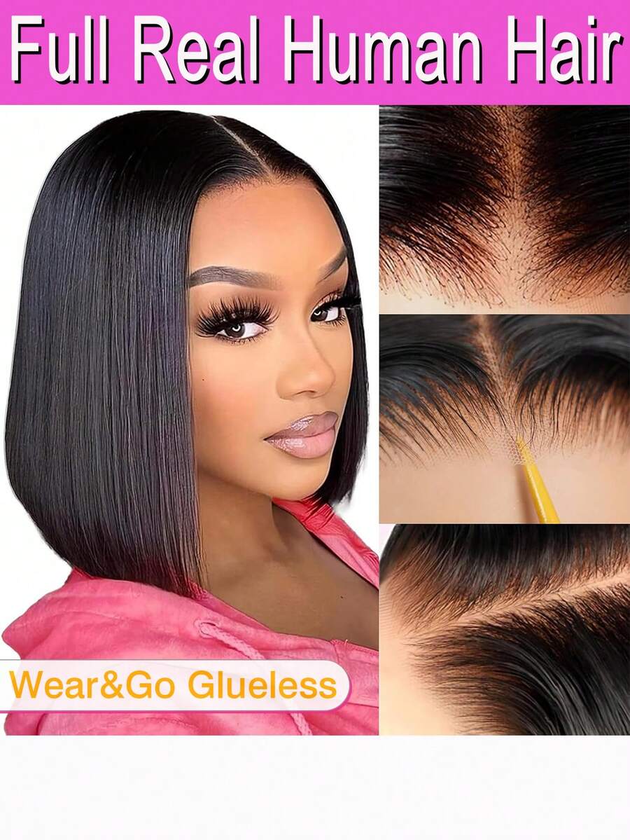13x4 7x5 Glueless Lace Front Wig Human Hair Lace Frontal Bob Wigs 200% Density Human Hair Pre Plucked Wigs For Women Bob Pre Cut Lace Front Wigs Human Hair Natural Color Wig - Màu sắc tự nhiên - Xem 1