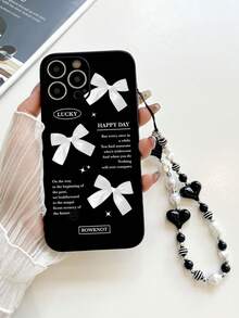 1 个黑色 TPU 幸运蝴蝶结 Y2K 风格手机壳和 1 个黑白猫眼心形手机挂绳，适用于 Apple/Android 手机、Galaxy A51 4G、Galaxy A52/A52s 5G 防水防震防摔防刮 - 彩色 - 查看 3