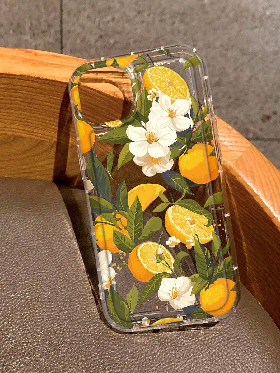 1pc Lemon Flower Pattern Transparent TPU Soft Anti-Fall Phone Case Compatible With IPhone Apple 16/11/12/13/14/15/15 Pro/15 Plus/15 Pro Max/7 Plus/8 Plus/X/XS Max/XR/11 Pro/12 Pro/13 Pro/14 Pro/12 Mini/13 Mini/11 Pro Max/12 Pro Max/13 Pro Max/14 Pro Max/14 Plus/6/6S/6 Plus/7/8/16 Pro/16 Plus/16 Pro Max/SE & Galaxy/A54/A14/A12/A13/A15/A32/A33/A24/A52S/S20/S21/S22/S23/S24/S23 Plus/S24 Ultra/S25/A15/A33/A23 Waterproof Shockproof Scratch Resistant - Multicolor - View 1