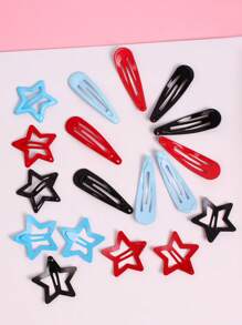 10pcs/Set Women Girls Red/Black/Blue Colored Metal Star Hairpins For Daily Use, Cute Star Hair Accessories Set Street Hair Clips Claw Clips Hair Slide Hair Barrettes