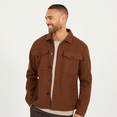 brave soul Faux Wool Shacket With Pockets