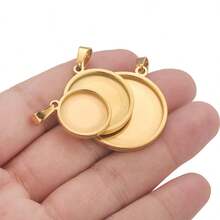 5pcs304 Stainless Steel Cabochon Pendant Setting Stones Blank Base DIY Necklace Earrings Jewelry Accessories Making - Round Base - View 3