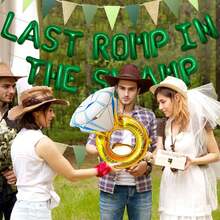 LaVenty Last Romp In The Swamp Banner Balloons Swamp Bachelorette Party Decorations Funny Bridal Shower Party Decor Bachelorette Decorations - Green - View 6