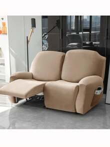 Vỏ bọc ghế sofa nhung ngả lưng 1/2/3 chỗ cho phòng khách Vỏ bọc ghế dài có thể giặt được Bảo vệ đồ đạc có đáy đàn hồi cho trẻ em và vật nuôi Vỏ bọc - Màu Khaki - Xem 2