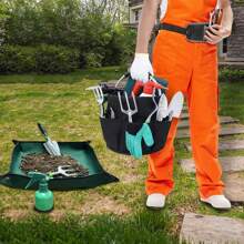 1 个带手柄的可折叠储物篮，容量 17 升，多口袋清洁盒，可清洗和折叠的清洁盒，用于清洁用品、毛巾，非常适合园艺、野餐、海滩、农贸市场、家庭和浴室存储