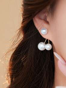 1 Pair Creative Niche Design Faux Pearl Cherry Earrings, Fashionable High-End Versatile Unique Earrings