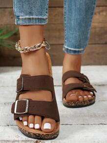 Ciabatte unisex estive, design alla moda con 2 cinturini, cinturini regolabili per comfort, suola in sughero morbida, adatte per uso esterno e spiaggia