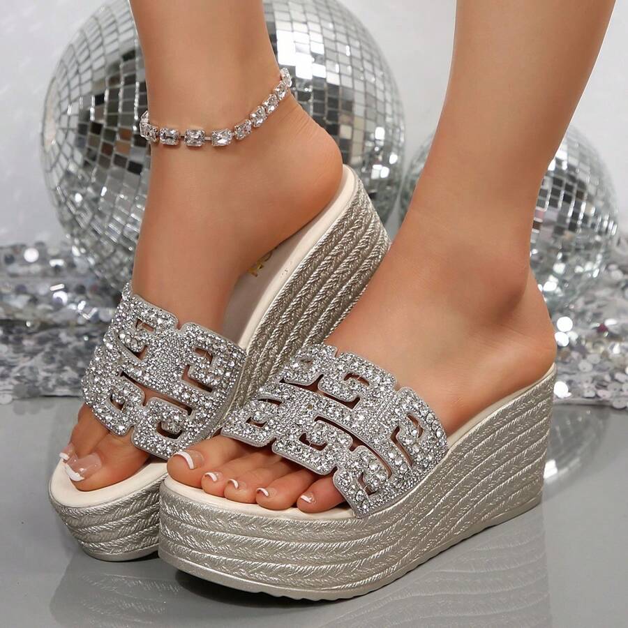 Sandalias de plataforma con suela gruesa y lazo para mujer, sandalias casuales de punta abierta para playa y exteriores