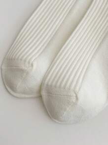 1 Pair Women's Korean Style Socks With Embroidered Bow & Pearl Decor, Fashion Sweet & Cute