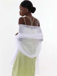 1 pieza Chal/Envolvente de unicolor de cachemira de 70*200cm para mujer, adecuado para vestidos de noche, como un pañuelo de seda de gasa, apropiado para ropa de otoño para novia y boda - Multicolor - Ver 13