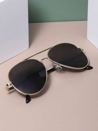 1 par de gafas de piloto metálicas para uso al aire libre, conducción, playa y moda, adecuadas para el uso diario en verano, vacaciones en la playa, al aire libre y viajes