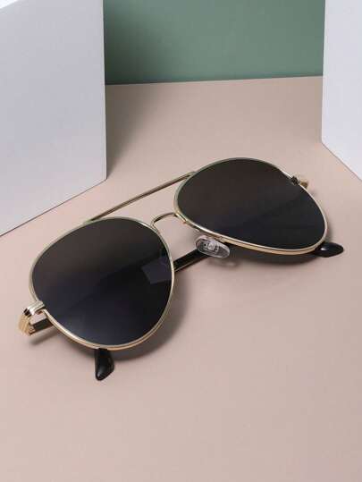 1 Pair Pilot Metal Outdoor Driving Beach Fashion Glasses, Suitable For Daily Wear For Summer Beach Vacation, Outdoor, Travel