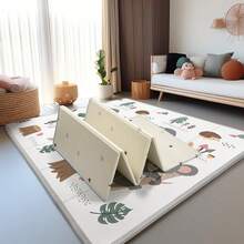 Baby Play Mat 79" X 71", Reversible Foldable Foam Floor Playmat For Kids Toddlers, ExtraLarge Anti- Slip Baby Crawling Mat, Green, With Travel Bag