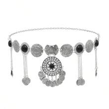 1 pièce Chaîne de taille décorative de pièce de monnaie vintage, ceinture de taille en métal bohème à franges. Accessoire de danse du ventre pour assortir une robe. Convient pour le port lors de festivals de musique et de soirées