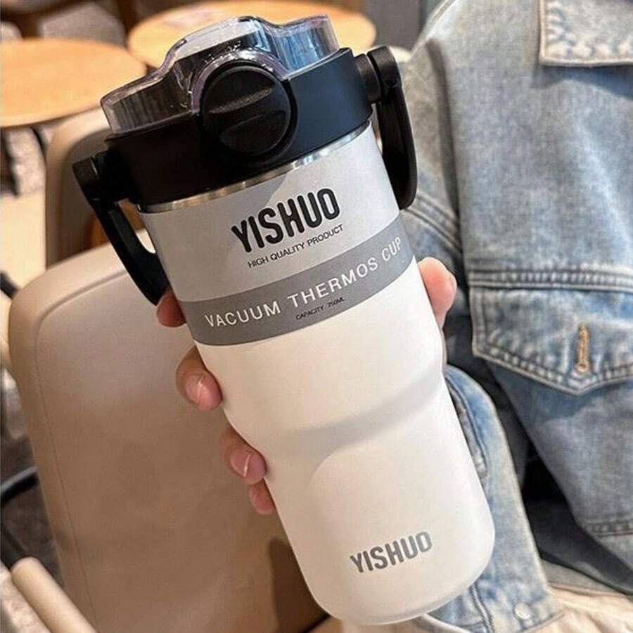 Bicchiere termico con cannuccia Iceflow da 25 once, coperchio a vite e cannuccia ribaltabile, borraccia a tenuta stagna, in acciaio inossidabile isolato, tazza da caffè e borraccia, adatta per il portabicchieri dell'auto, con base in gomma, regalo per donne e uomini, per bevande fredde, resistente al freddo per 6-12 ore o al ghiaccio per 2 giorni - Multicolore - Visualizzare 1