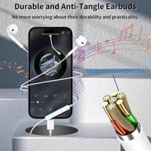 سماعات أذن متوافقة مع آيفون، سماعات أذن داخل الأذن نوع C USB-C مريحة، سماعات رأس سلكية استريو عالي الجودة نوع C 3.5 مم مع ميكروفون بلوتوث والتحكم في المكالمات، عازلة للضوضاء