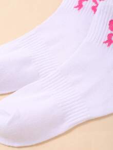 5 双装白色儿童蝴蝶结袜子 - 透气时尚婴儿袜子，适合 1-16 岁宝宝，日常穿着，四季皆宜（春夏秋冬） - 白色 - 查看 7