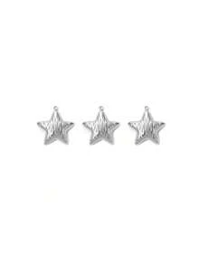 Pingente de estrela de cinco pontas com listras assimétricas de aço inoxidável 304, 3 unidades/pacote, acessórios faça você mesmo para pulseira, colar e brincos
