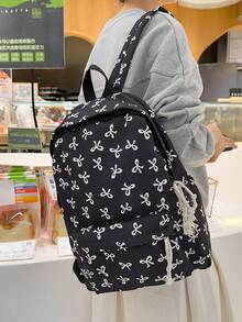 Nueva mochila de gran capacidad con lazo de estilo minimalista y moderno para universidad, versátil para ir y venir y viajar, para mujeres - Multicolor - Ver 4