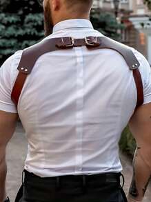 Fashion Men's Backpack, PU Leather Texture, Gothic Style Body Shaping, Easy To Match With Jeans, Daily Essentials