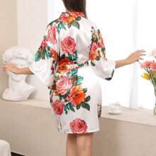 1 pieza Bata de satén estilo floral para boda, fiesta de novia, dama de honor, bata kimono para mujer, despedida de soltera, Día de la Madre, regalo de regreso a la escuela