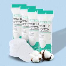 100片装去角质洁面棉片，适用于面部卸妆，可用作爽肤棉片、洁面棉片、天然卸妆洁面棉片，华夫格纹理低敏棉片，直径2.36英寸，圆形清洁棉签