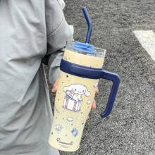 1 pezzo Bottiglia d'acqua isolata carina da 40 once/1,2 litri in acciaio inossidabile 304 con accessori in silicone, tazza da caffè e tumbler con motivo  rosa,  e Cinnamoroll, adatta per scuola, ufficio, infermieri e insegnanti, articoli autorizzati . Articoli per il ritorno a scuola