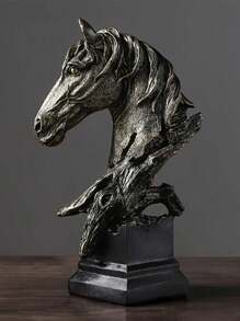 1 Stück Harz Pferdekopf Skulptur, kreative vintage Tier Themen dekorative Statue, geeignet für Heim Büro Dekoration, Wohnzimmer, Bar, Eingang, Harz Ornament, Handwerk, Büro, Garten und Geschenk, Geschenk für Pferdeliebhaber