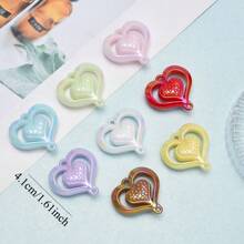 5pcs Acrylic Heart Shaped Double Hole Pendant, Colorful Creative Decorative Accessories For Home, Party, Wedding And More