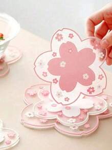 1/2/4pcs Cherry Blossom Silicone Cup Coaster PVC Dining Table Mat Heat Insulation Pad Bowl Pad