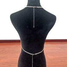 Cuier 1入組發亮的全水鑽鍍銀流蘇身體鏈適合女士