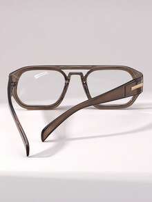 1pc Men's Retro Double Bridge Casual Street Style Non-Prescription Glasses, Versatile Daily Accessory - Clear - View 5