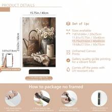 1 pièce Œuvre florale de style ferme rustique sans cadre - Marguerites blanches avec un bidon en fonte vintage, décoration murale en bois pour salon, chambre, bureau, etc. - Cadre en pin, cadeau parfait pour les vacances, affiches, décorations murales, décorations de pièce, moderne, botanique