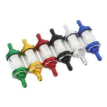 PowerMotor Accesorios de motocicleta de gasolina: Filtro de combustible de vidrio para pitbike minimoto de 125cc, 140cc, 150cc, 160cc, filtro de aceite de aleación de aluminio CNC de 8 mm para scooter, cafe racer, piezas de carreras Gy6