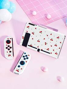 波尔卡圆点和樱桃印花 Switch 保护壳，兼容 NS/OLED/Lite、Switch 游戏机配件，全套套装包括收纳袋、卡槽底座盖，是兼容 Switch 玩家的最佳礼物 - 多色 - 查看 18