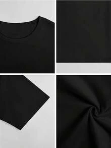 Young Gifted And Black "Boys' T-Shirt - Fashionable Cotton, Short Sleeved, Casual Summer T-Shirt With Geometric And Striped Design Accents, Suitable For Teenage Boys' Clothing - 黑色 - 查看 3