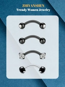 16g Eyebrow Rings Rook Earring Rook Piercing Jewelry Vertical Labret Lip Jewelry Pink Opal Stainless Steel Bridge Eyebrow Piercing Jewelry For Women Men Slivery Black Curved Barbell