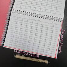 1 Spiral Notebook Universal Grid Attendance Record Book, Work Log Horizontal Version (23 Rows And 14 Columns), Vertical Version (34 Rows And 8 Columns), Data And Inventory Management Ledger, Financial Accounting, Student And Work Purpose - Text,Back To School,School Supplies