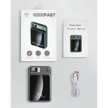 1 Stück schwarze Powerbank, 10000 mAh Powerbank, magnetische Powerbank Mini PD 22,5 W Schnellladung mit LED-Anzeige, Akkupack kompatibel mit magnetischem - Schwarz - Übersicht 7