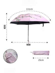 1pc Apricot Blossom Folding Sunshade Umbrella, UV Protection Sun Umbrella For Women And Students Summer Cooling,Beach,Travel