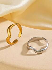 1 Stück Edelstahl 18 Karat vergoldeter verstellbarer V-förmiger Wellering, elegant und modisch für Frauen, geeignet für den täglichen Gebrauch, Anlässe, Dates, hochwertiges Accessoire