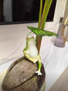 3D Frog Statue Decor, Outdoor Garden Landscape Or Indoor Tabletop Decoration, Resin Animal Aquarium Ornament