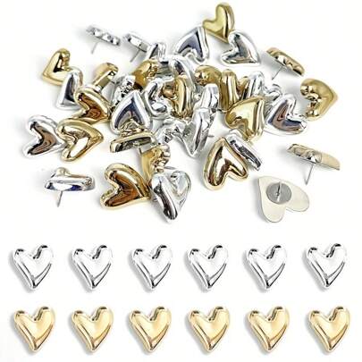 8 Stücke süße herzförmige Reißnägel, goldene & silberne Herz Büroklammern, geeignet für Schul-/Bürodekoration, Fotowand, Schulmaterial