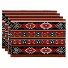 1 Stück Tischläufer mit geometrischem Muster, 4 Stücke Platzsets mit geometrischem Muster, geeignet für Feiertage, Partys, Geburtstage, Abendessen, Küchen- und Esszimmer-Dekoration, für alle Jahreszeiten verwendbar, Heimtextilien Tisch-Dekoration