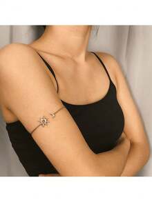 Geometric Zirconia Adjustable Bracelet For Women Simple Sun And Moon Micro Inlaid Bracelet - Gold - View 4